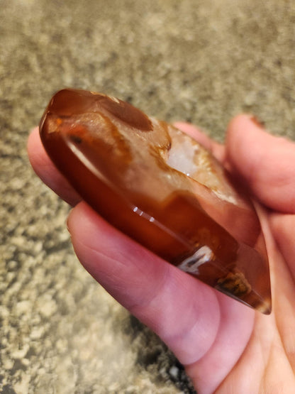 Carnelian Agate Heart with Druzy Center Natural Crystal