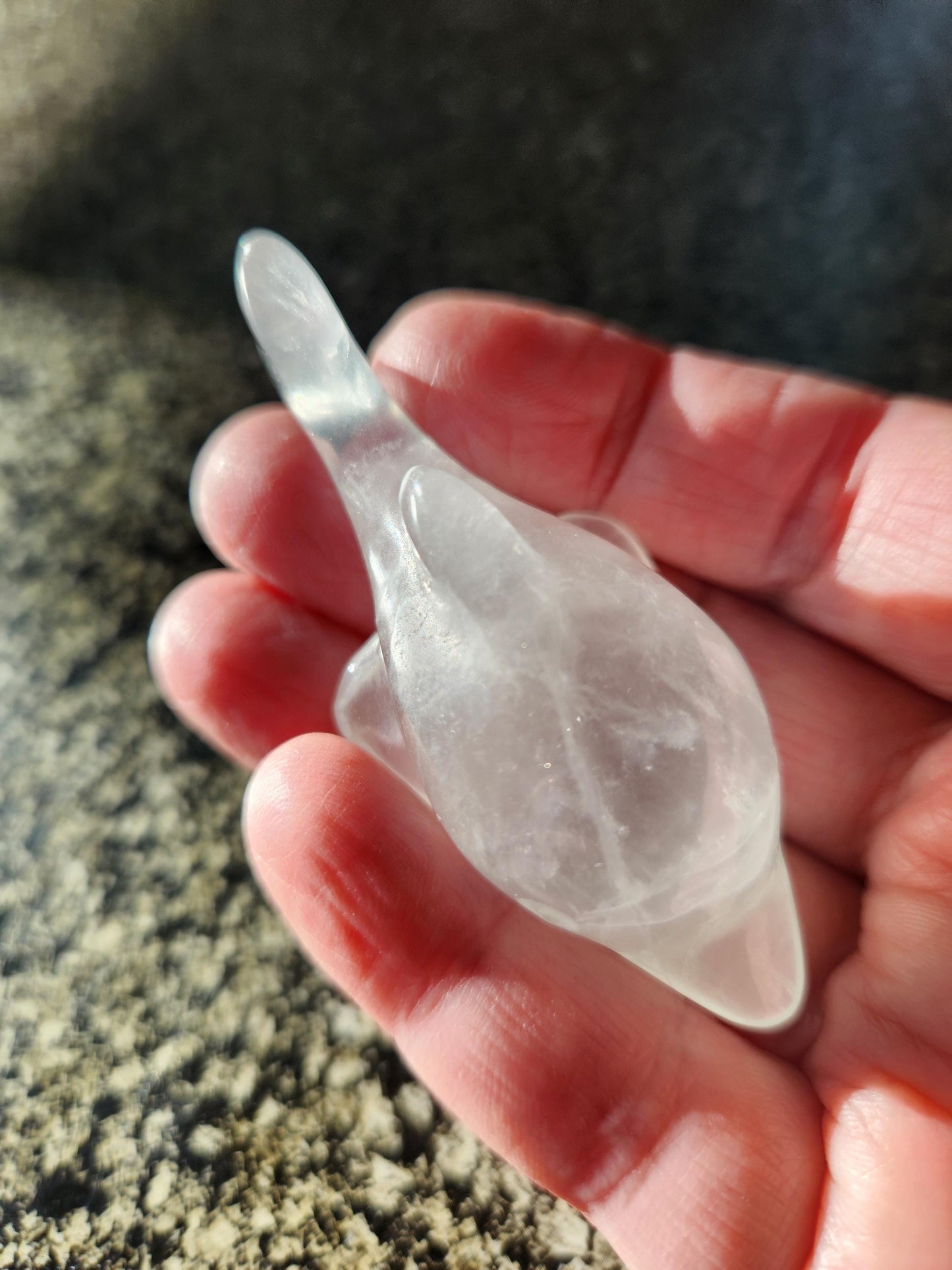 Mini Light Green Fluorite Dolphin Crystal Carving - High Polish