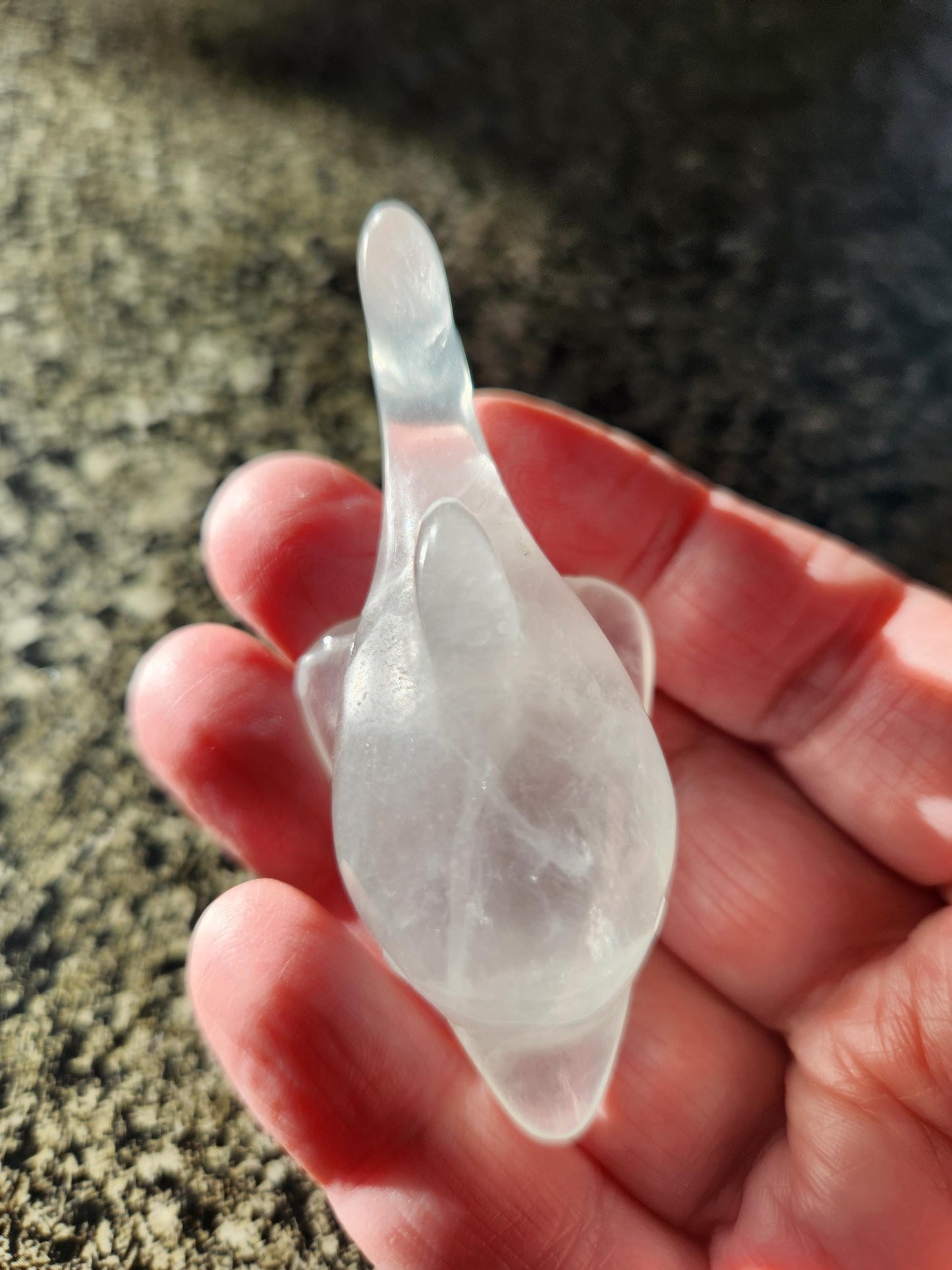 Mini Light Green Fluorite Dolphin Crystal Carving - High Polish
