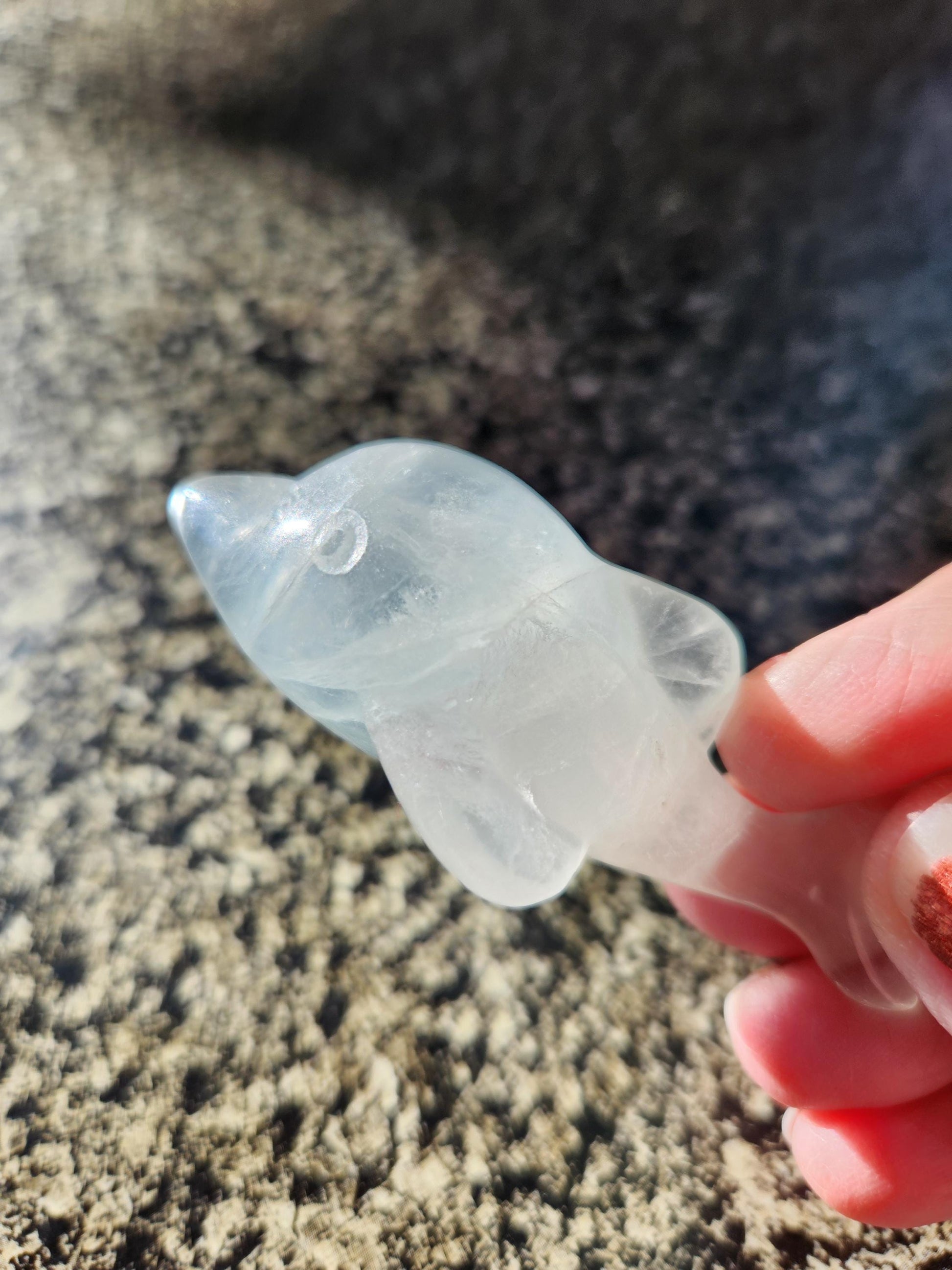 Mini Light Green Fluorite Dolphin Crystal Carving - High Polish