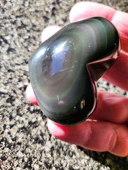 Rainbow Obsidian Crystal Thick Heart