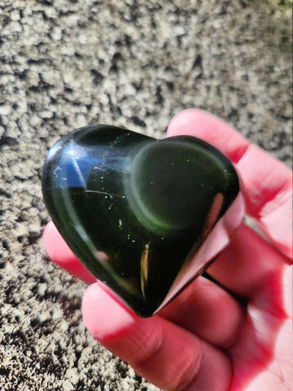 Rainbow Obsidian Crystal Thick Heart