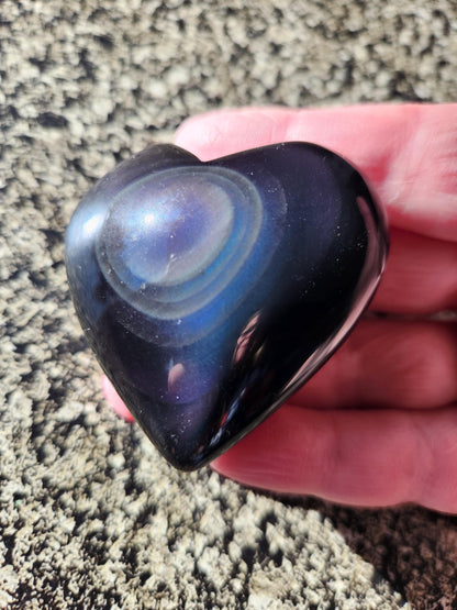 Rainbow Obsidian Crystal Thick Heart