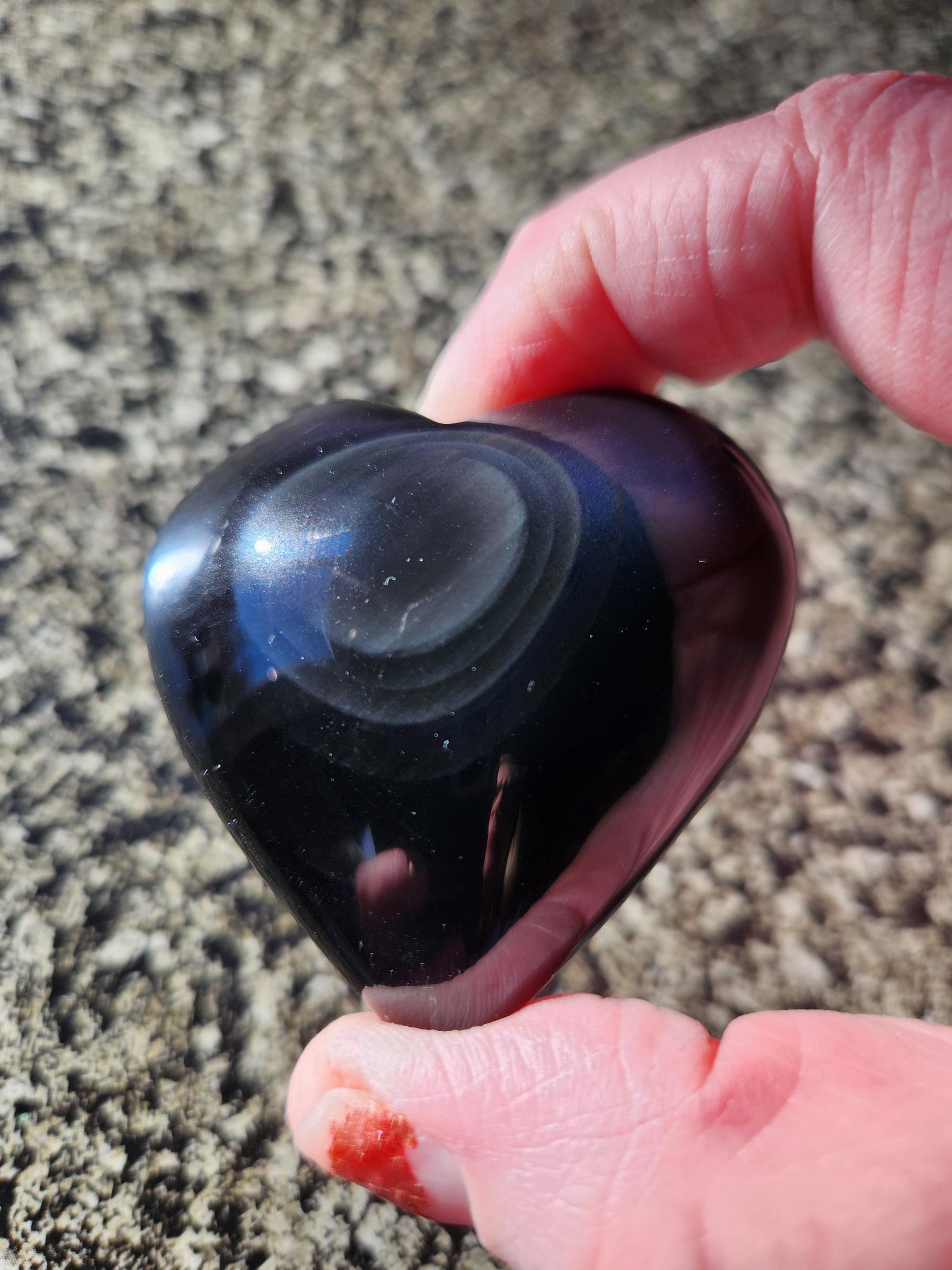 Rainbow Obsidian Crystal Thick Heart