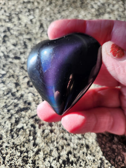 Rainbow Obsidian Crystal Thick Heart