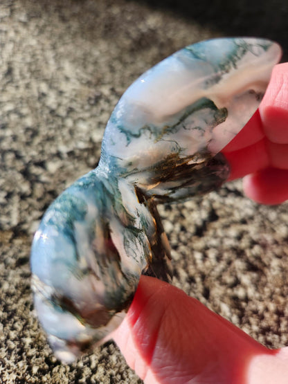 Moss Agate Carved Crystal Butterfly Self-Standing