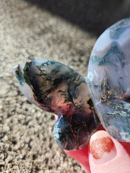 Moss Agate Carved Crystal Butterfly Self-Standing