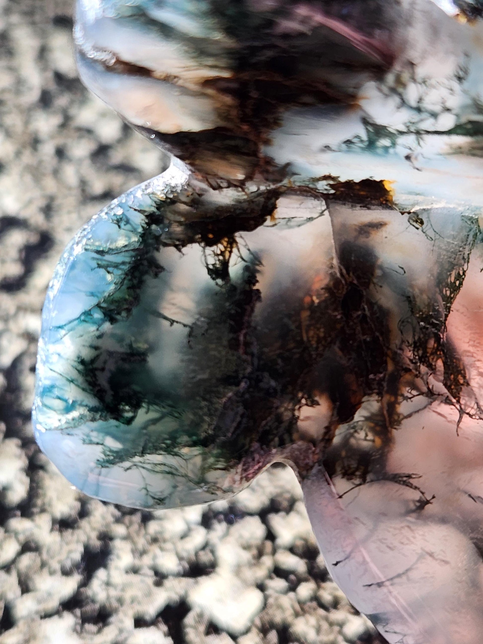 Moss Agate Carved Crystal Butterfly Self-Standing
