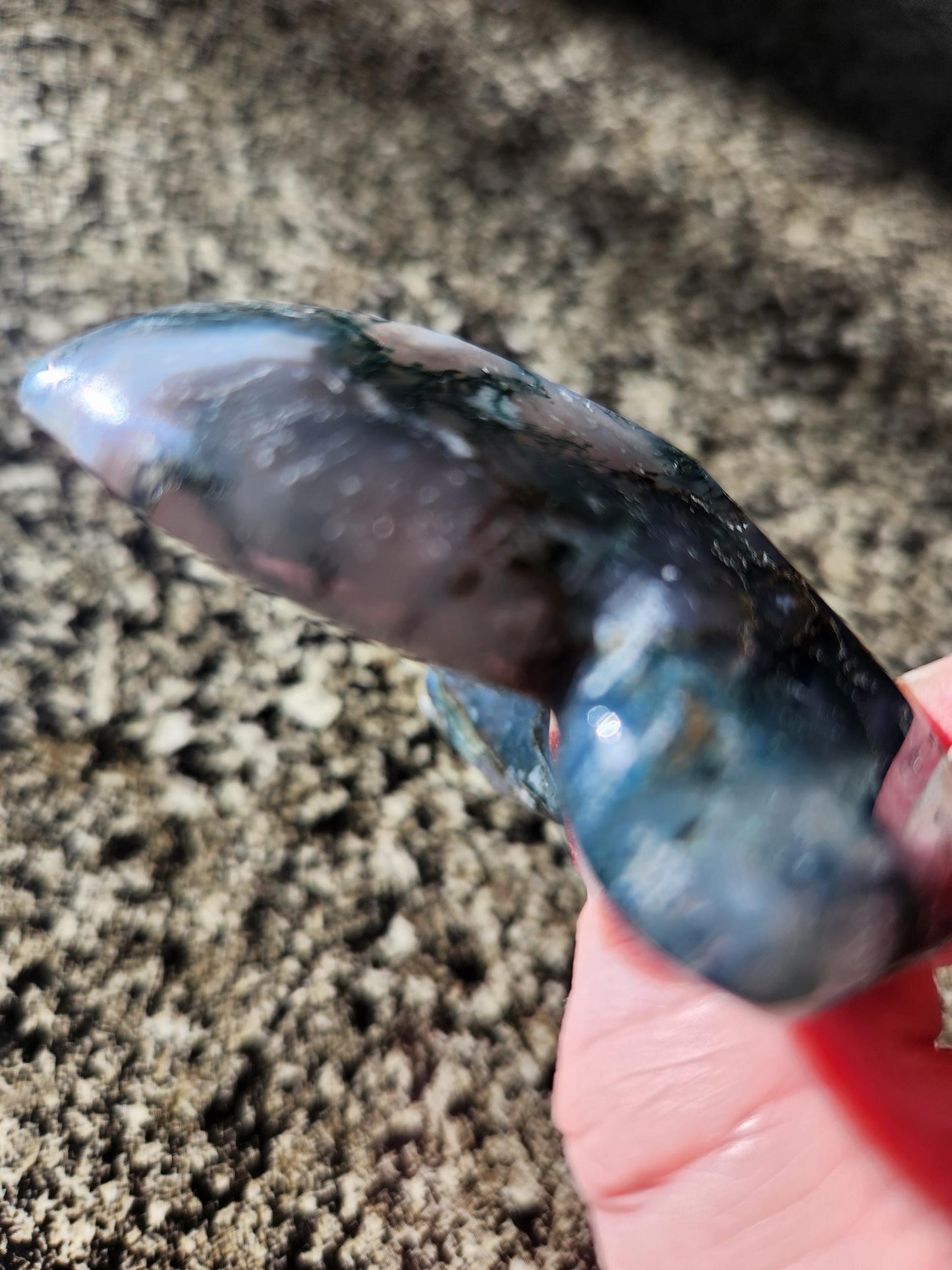 Moss Agate Carved Crystal Butterfly Self-Standing