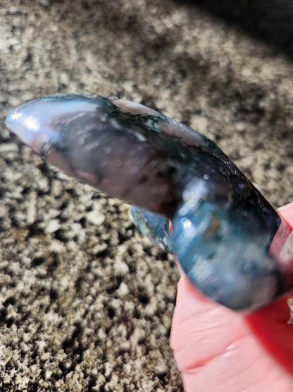 Moss Agate Carved Crystal Butterfly Self-Standing