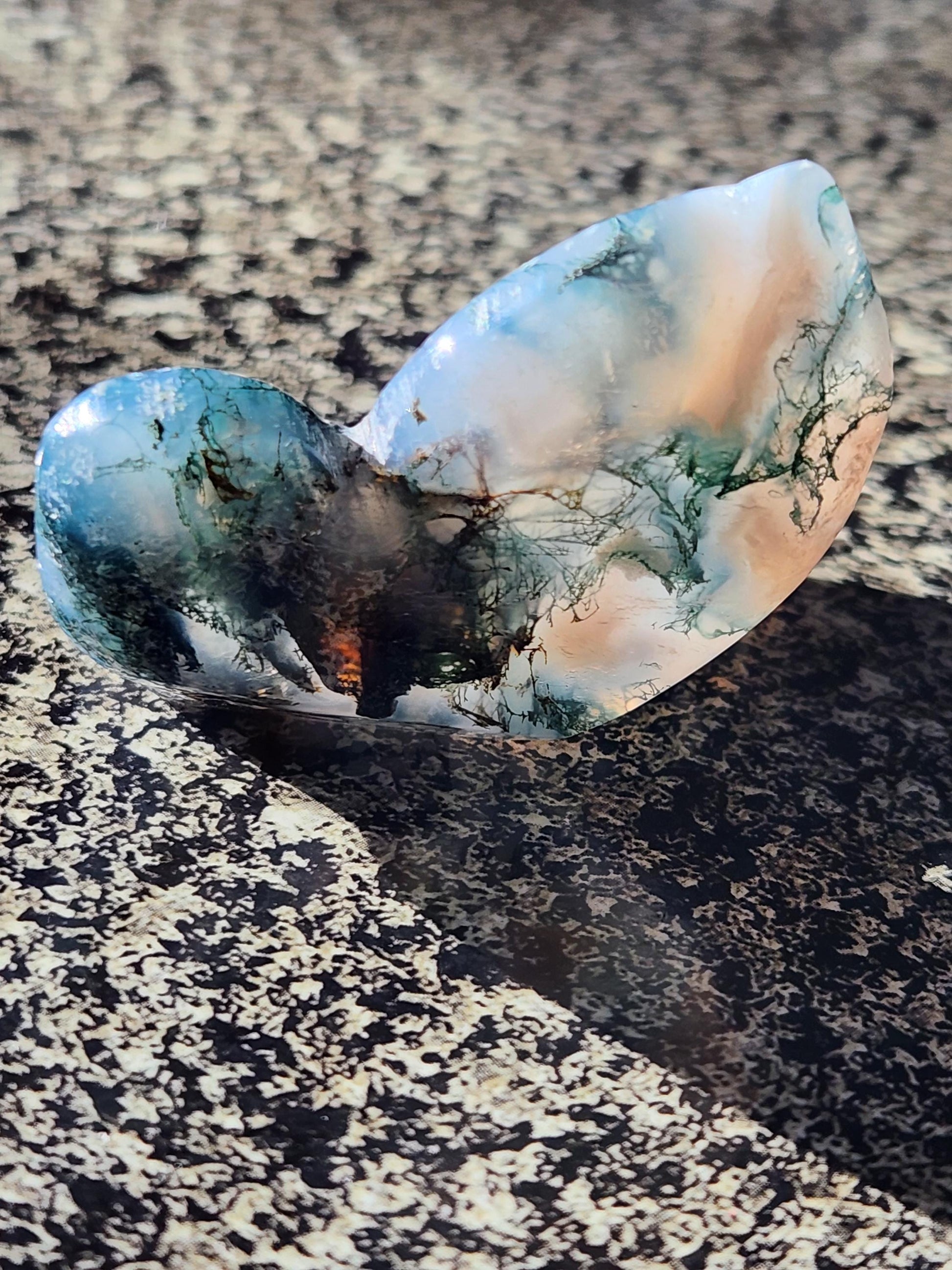 Moss Agate Carved Crystal Butterfly Self-Standing