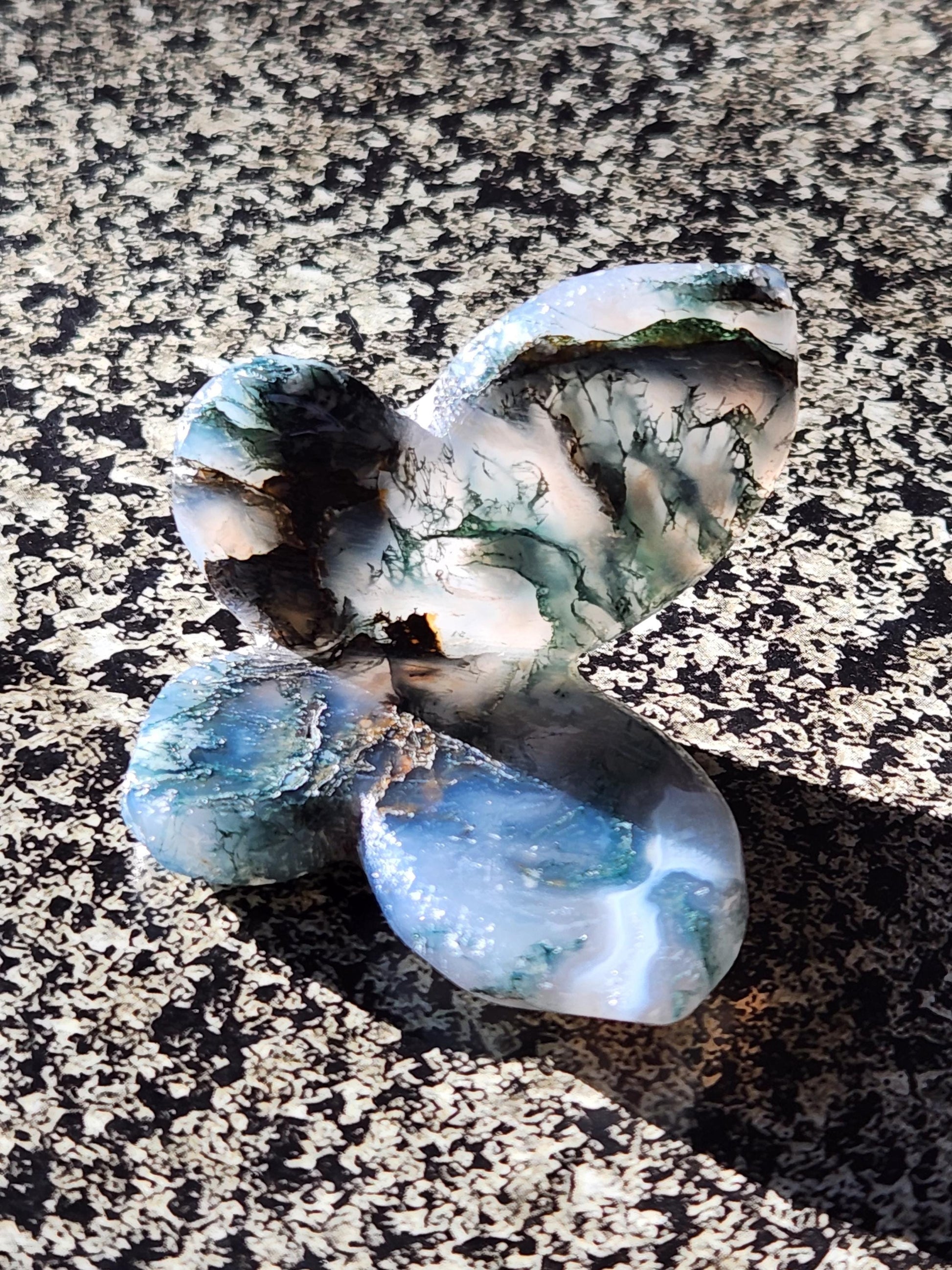 Moss Agate Carved Crystal Butterfly Self-Standing