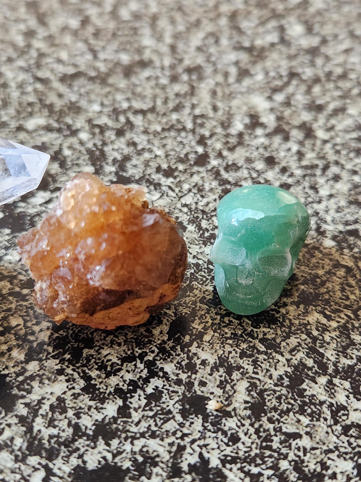 Abundance Crystal Bundle: Pyrite Cube, Moroccan Citrine, Green Aventurine Skull, Raw Clear Quartz Point
