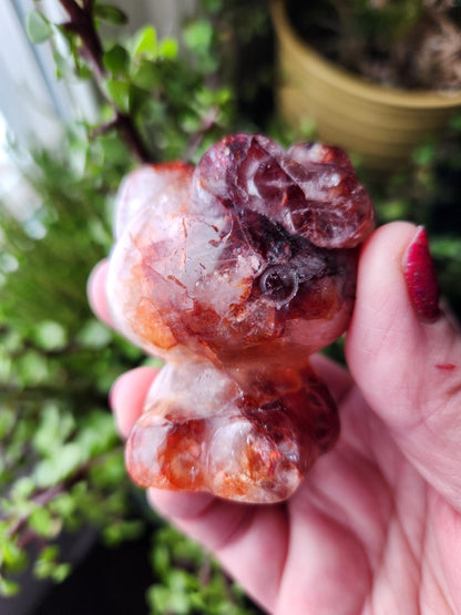 Carved Fire Quartz Hello Kitty Crystal Stone: Natural Healing Decor