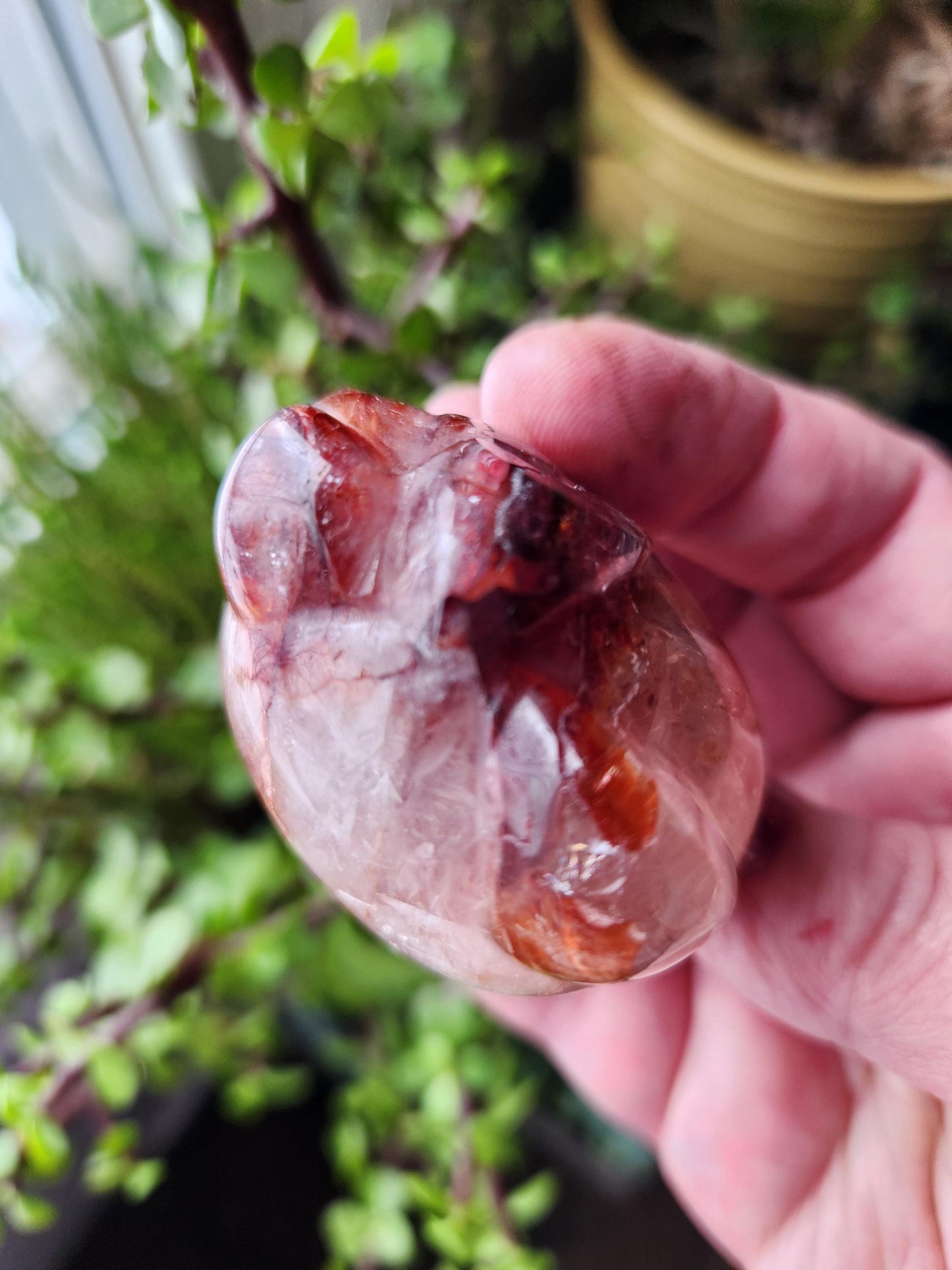 Carved Fire Quartz Hello Kitty Crystal Stone: Natural Healing Decor