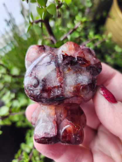 Carved Fire Quartz Hello Kitty Crystal Stone: Natural Healing Decor