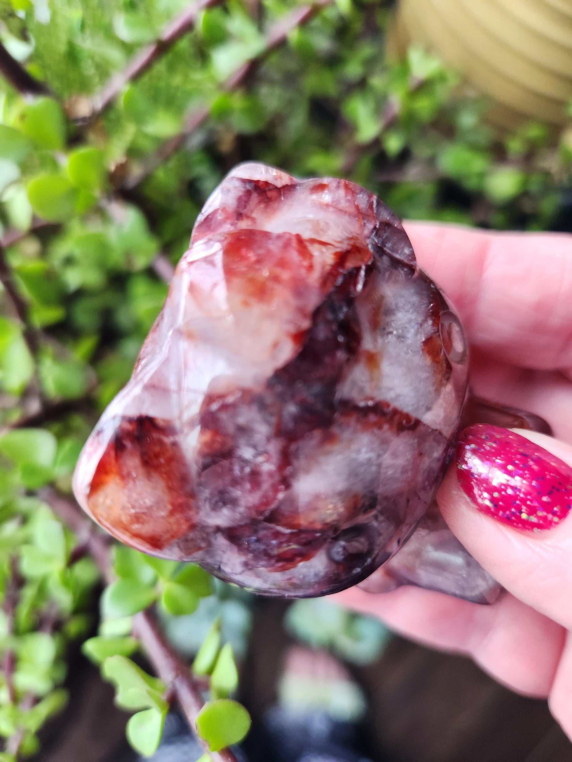 Carved Fire Quartz Hello Kitty Crystal Stone: Natural Healing Decor