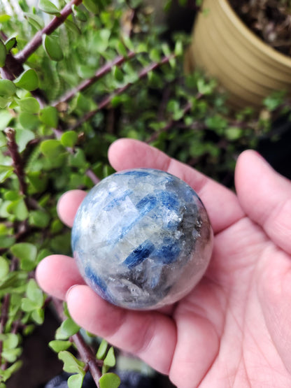 Blue Kyanite with Quartz Sphere with Black Tourmaline Inclusions