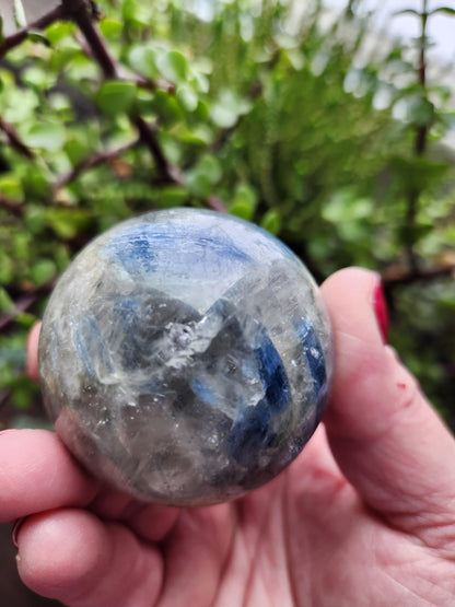 Blue Kyanite with Quartz Sphere with Black Tourmaline Inclusions