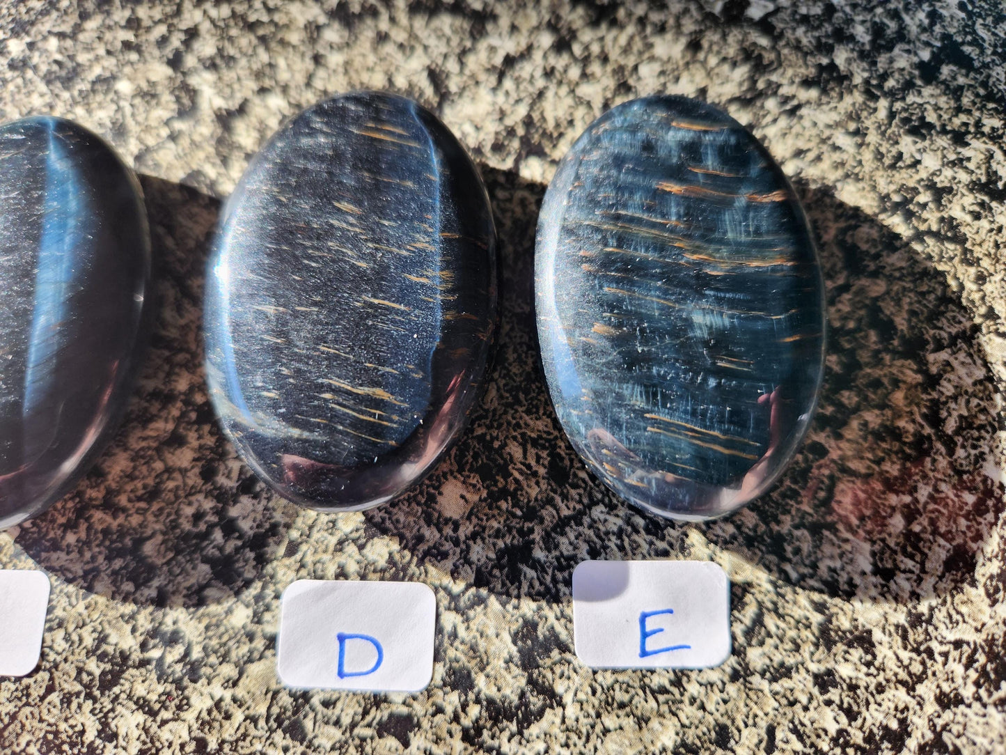 Beautiful Carved Blue Tiger Eye Palms, All Natural Crystal, High Polish, One