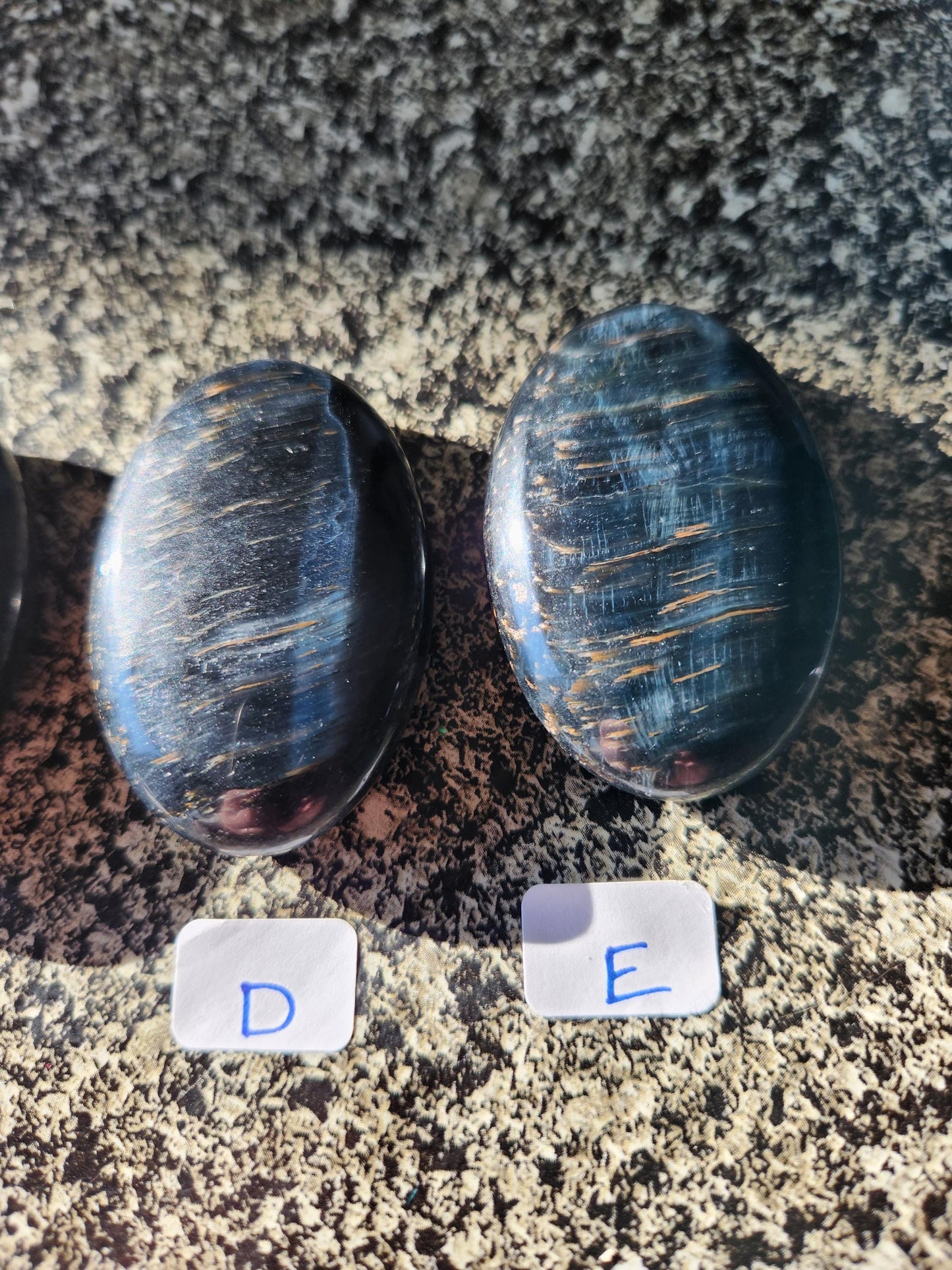 Beautiful Carved Blue Tiger Eye Palms, All Natural Crystal, High Polish, One