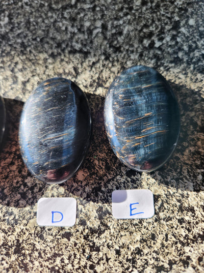 Beautiful Carved Blue Tiger Eye Palms, All Natural Crystal, High Polish, One