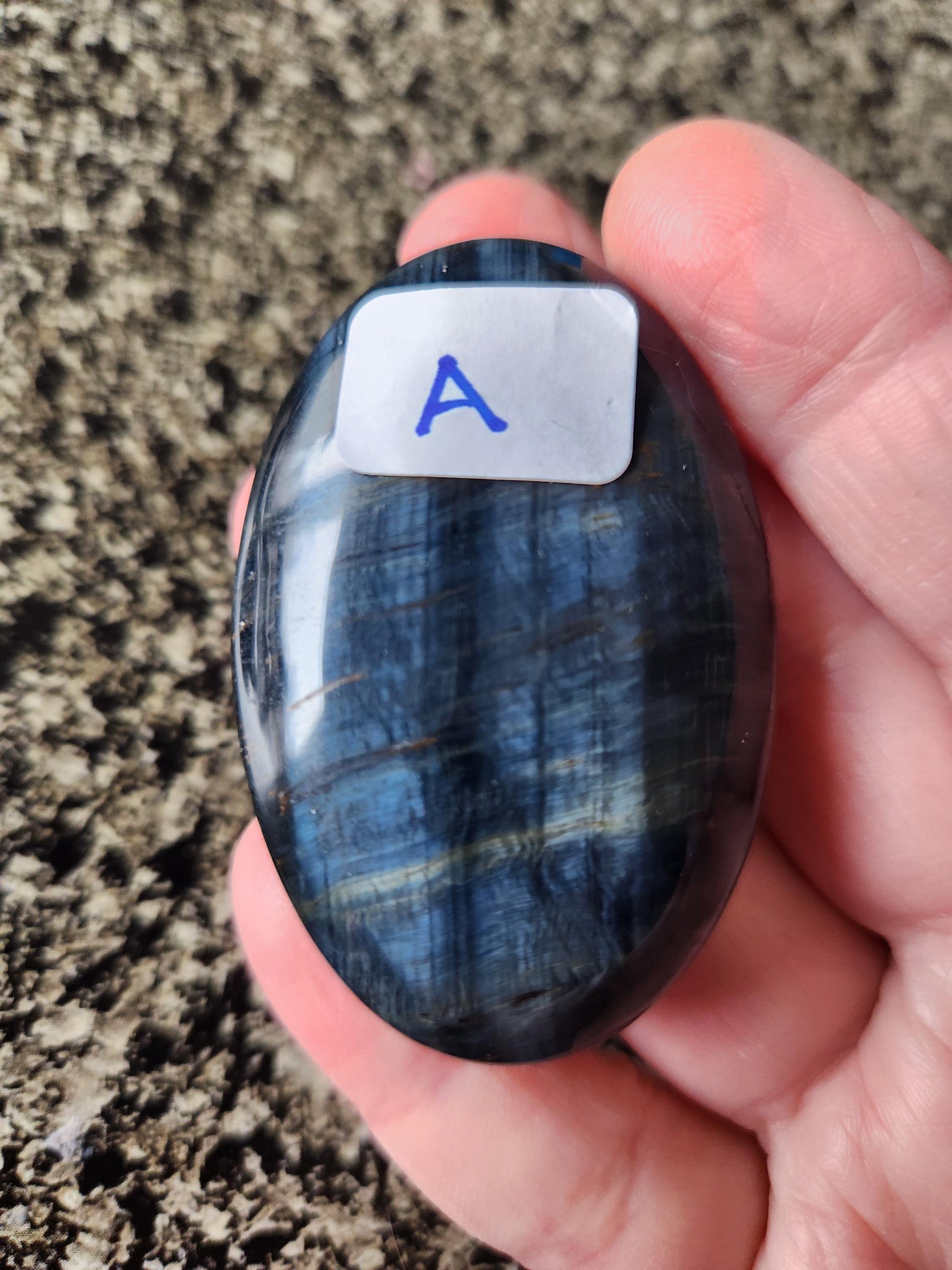 Beautiful Carved Blue Tiger Eye Palms, All Natural Crystal, High Polish, One