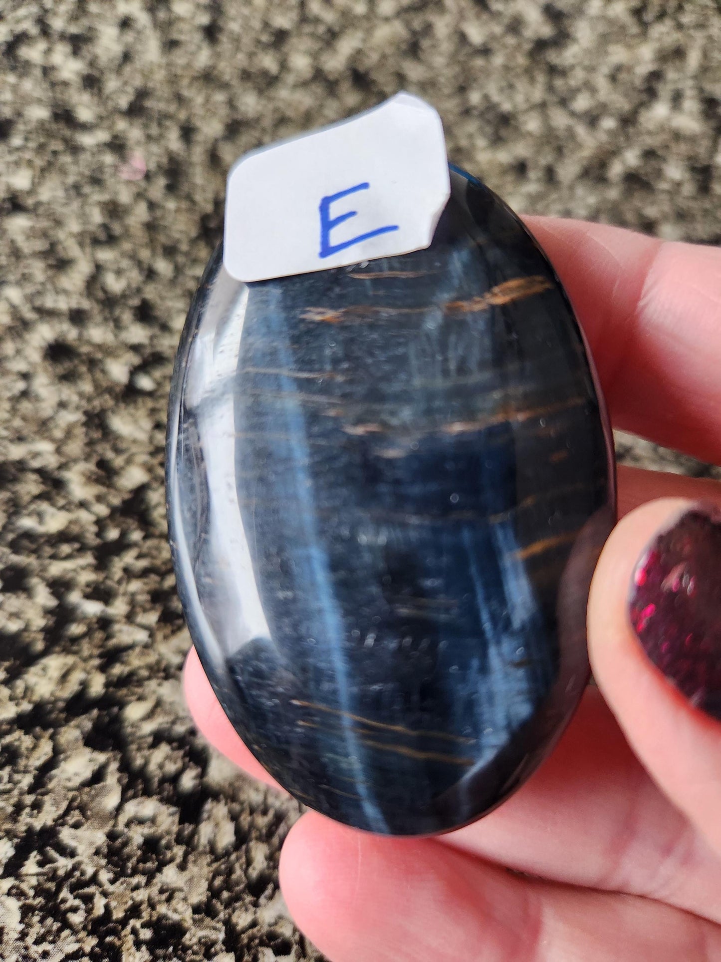 Beautiful Carved Blue Tiger Eye Palms, All Natural Crystal, High Polish, One