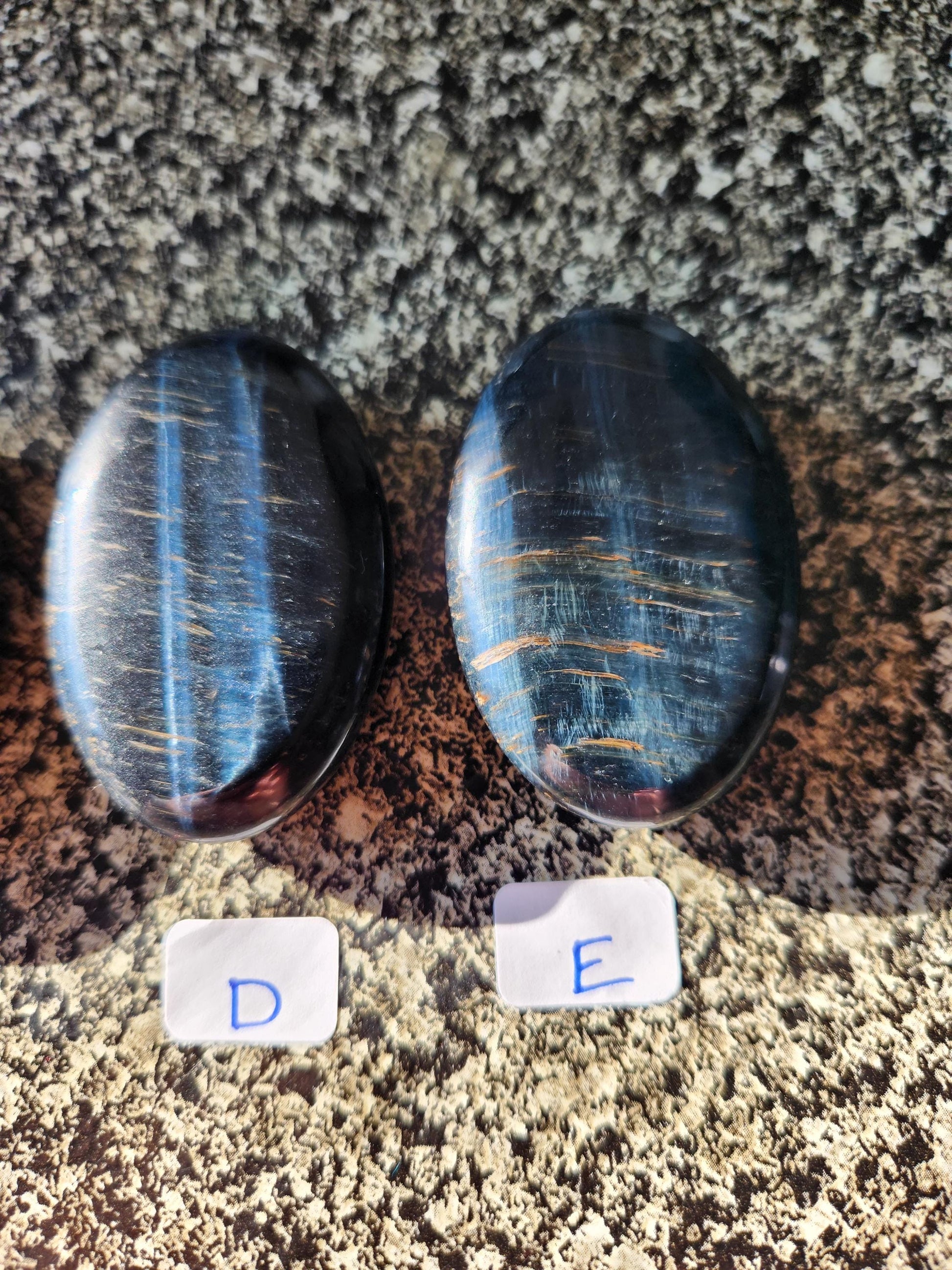 Beautiful Carved Blue Tiger Eye Palms, All Natural Crystal, High Polish, One