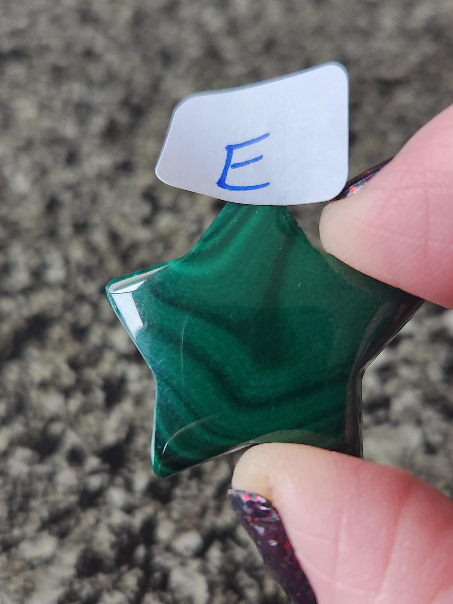 AAA Malachite Crystal Small Star, High Polish Pocket Stone, One