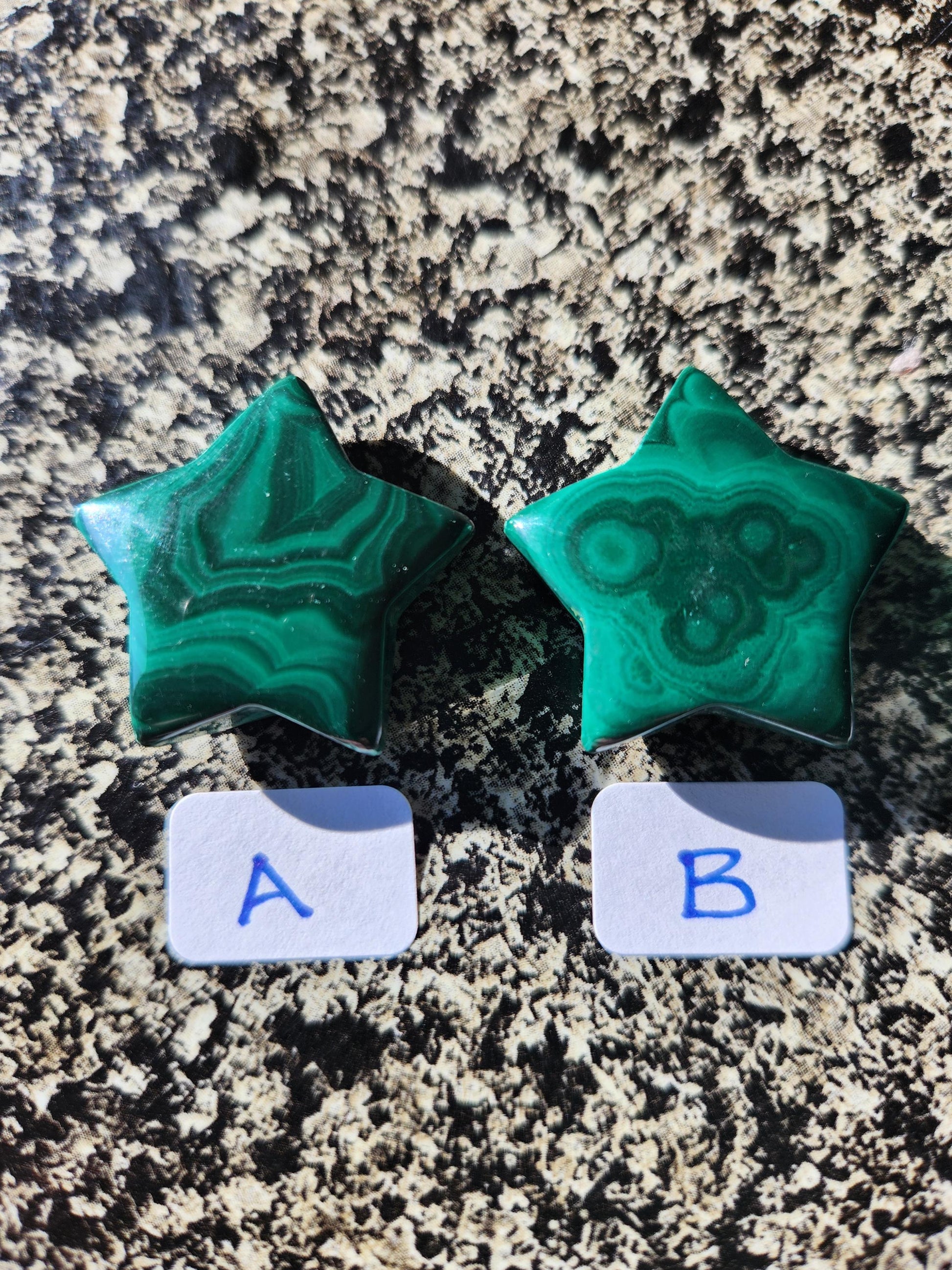 AAA Malachite Crystal Small Star, High Polish Pocket Stone, One
