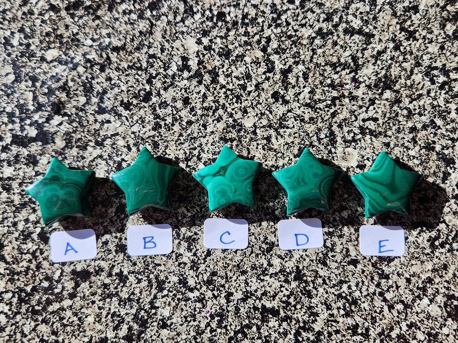 AAA Malachite Crystal Small Star, High Polish Pocket Stone, One