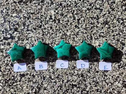 AAA Malachite Crystal Small Star, High Polish Pocket Stone, One