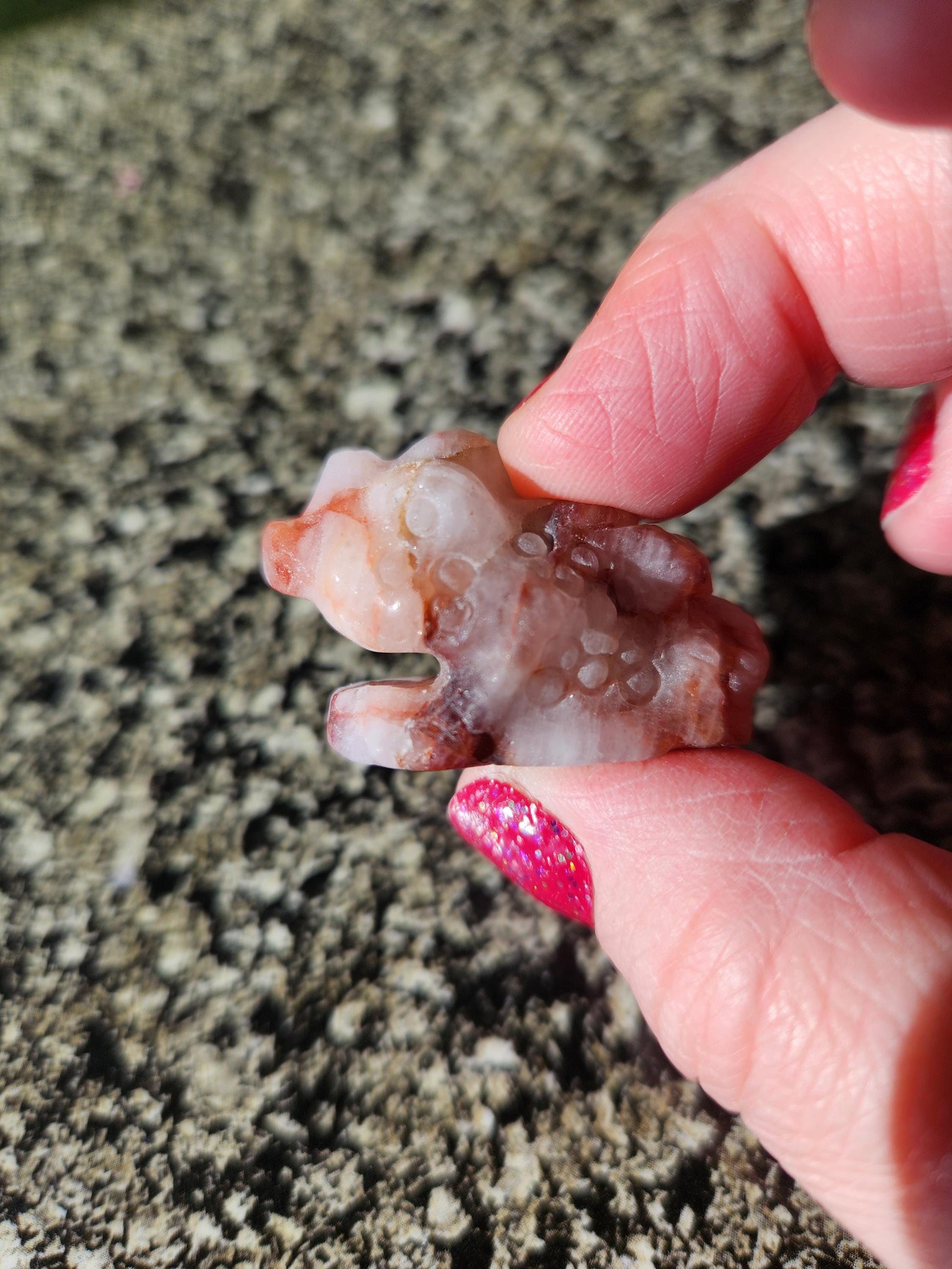 Pocket Sized Fire Quartz Crystal Money Toad All Natural, Extra Small