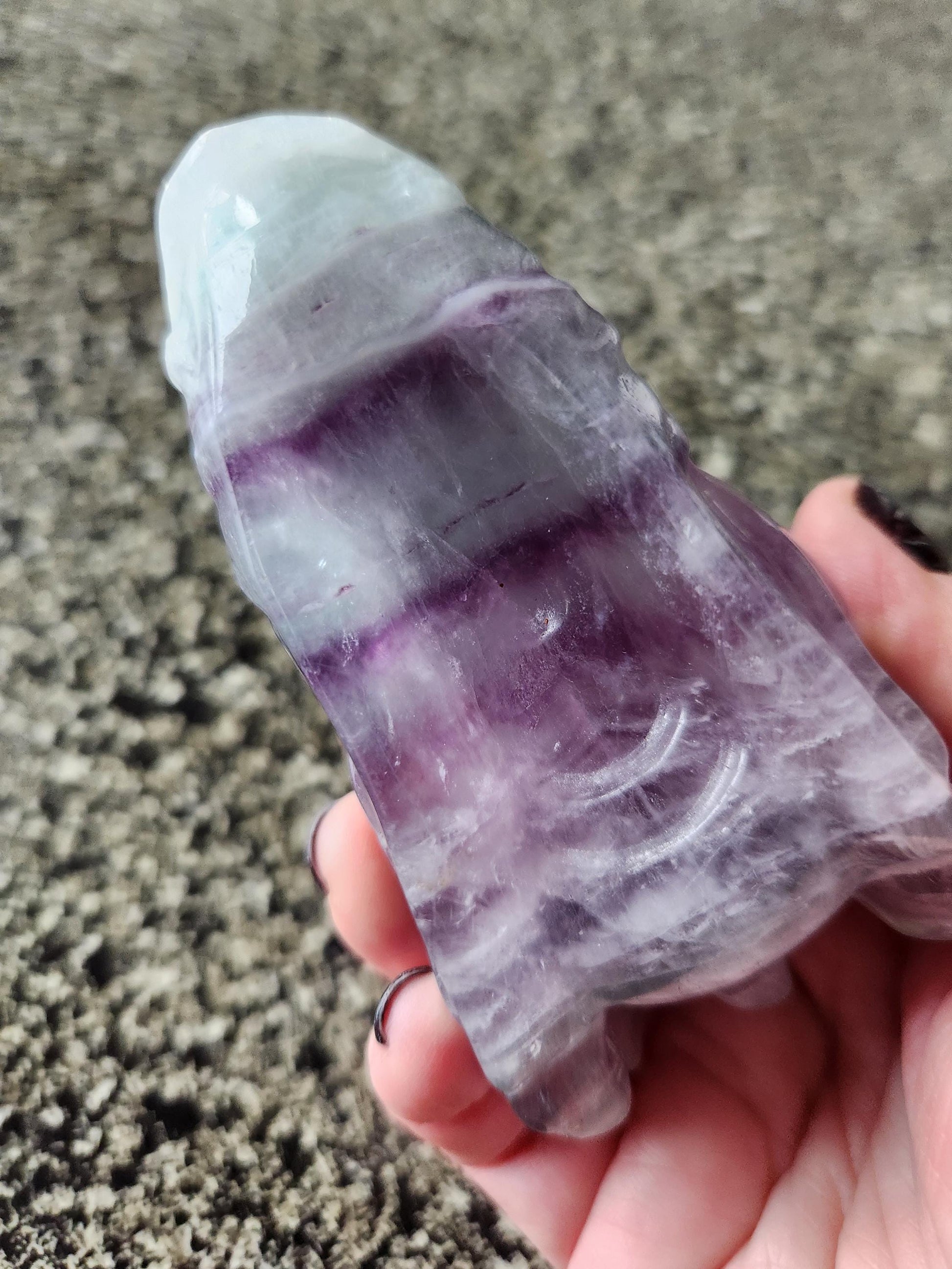 Natural Purple and Green Fluorite Crystal Carved Dragon Head, DnD