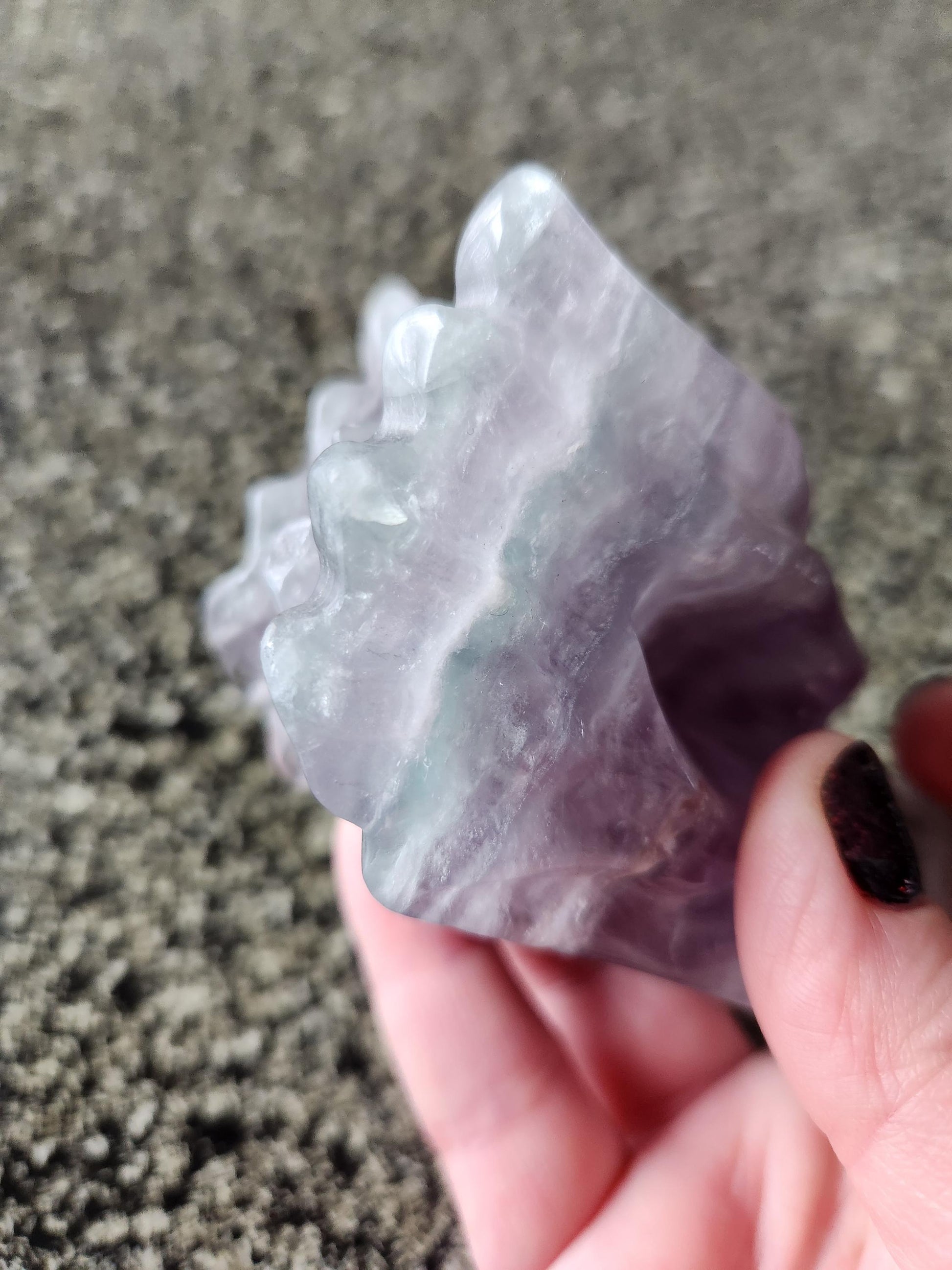 Natural Purple and Green Fluorite Crystal Carved Dragon Head, DnD