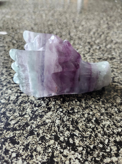 Natural Purple and Green Fluorite Crystal Carved Dragon Head, DnD