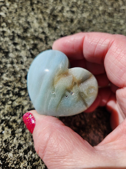 Blue Aragonite Crystal Heart