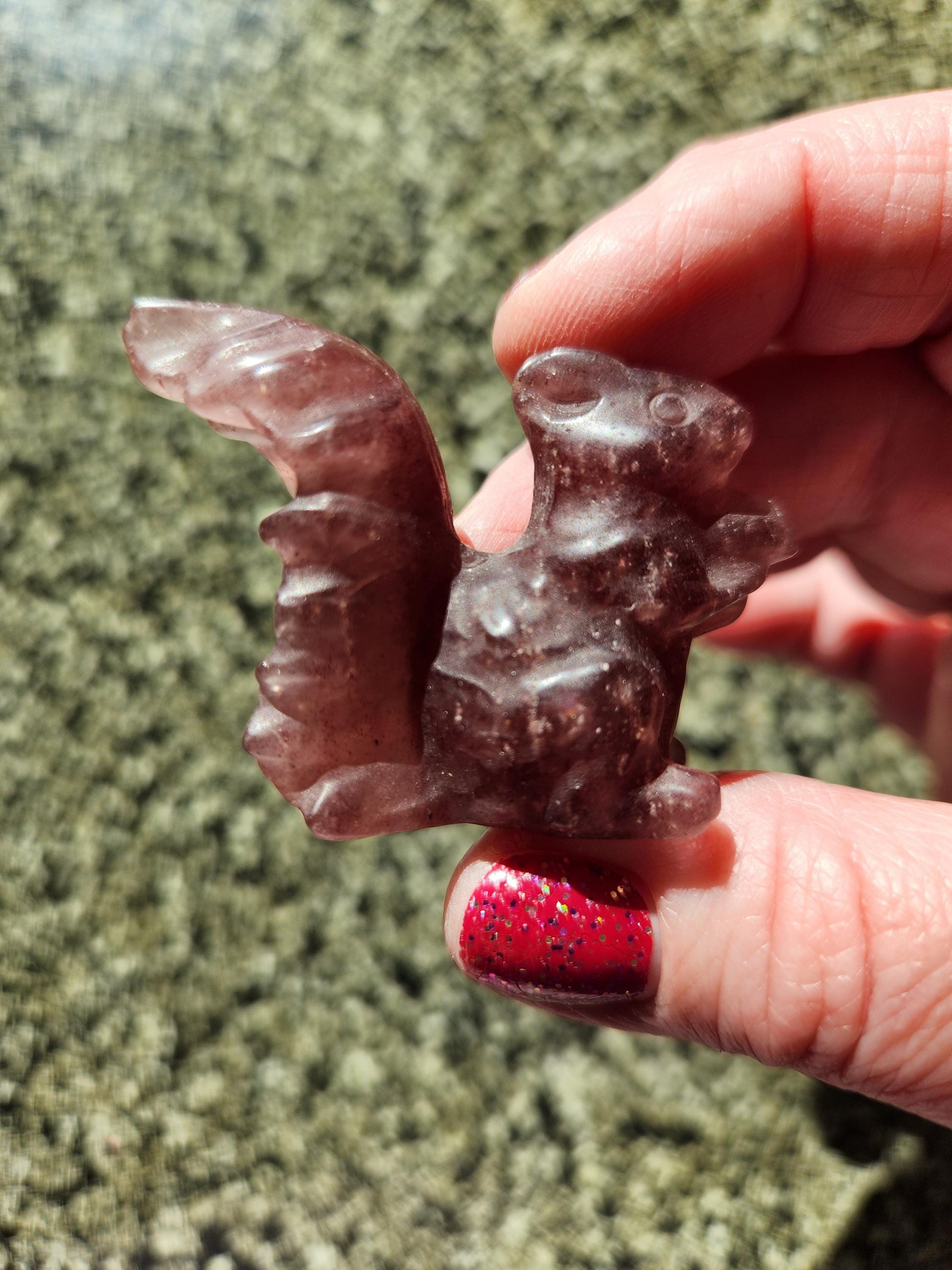 Strawberry Quartz Carved Squirrel: Natural Crystal Figurine