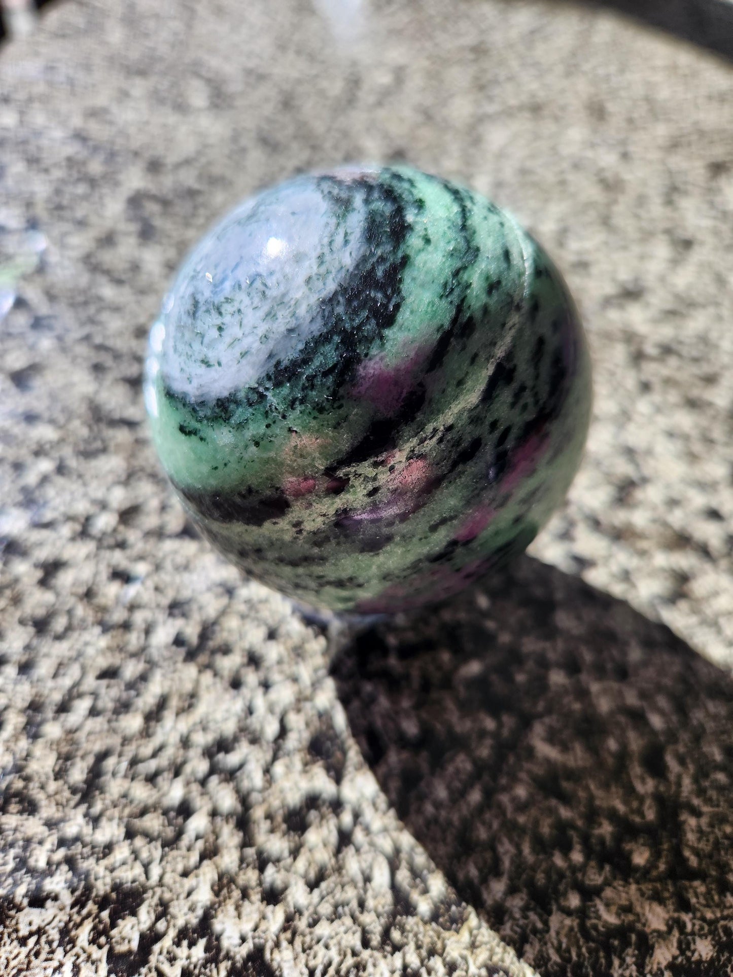Ruby Zoisite Crystal Sphere, Anyolite