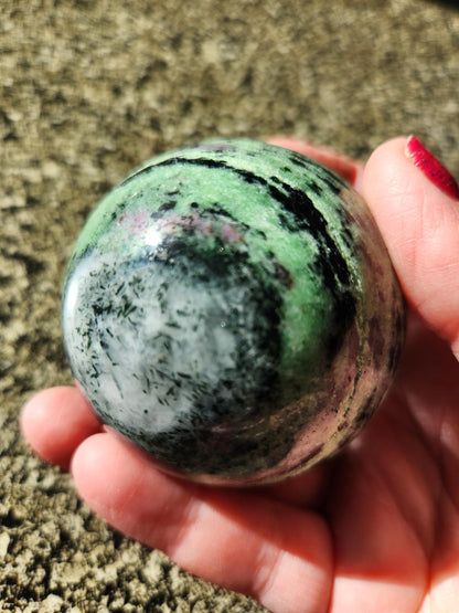 Ruby Zoisite Crystal Sphere, Anyolite