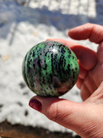Ruby Zoisite Crystal Sphere, Anyolite