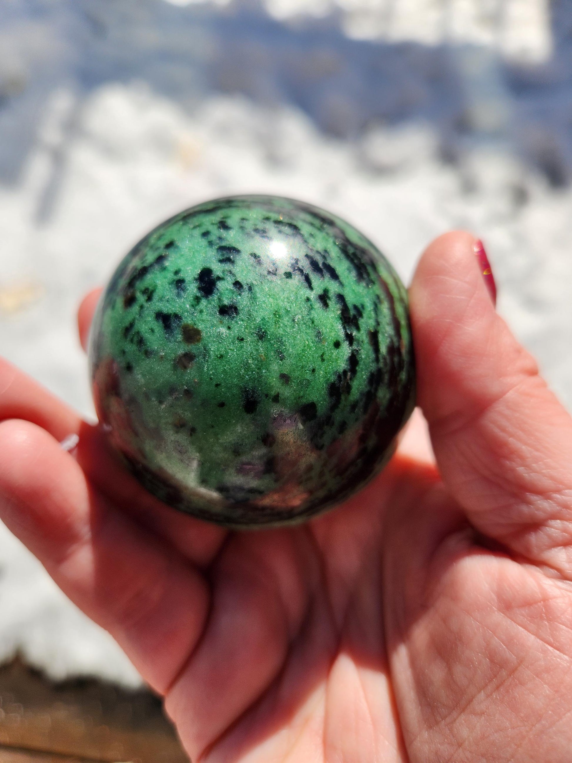 Ruby Zoisite Crystal Sphere, Anyolite