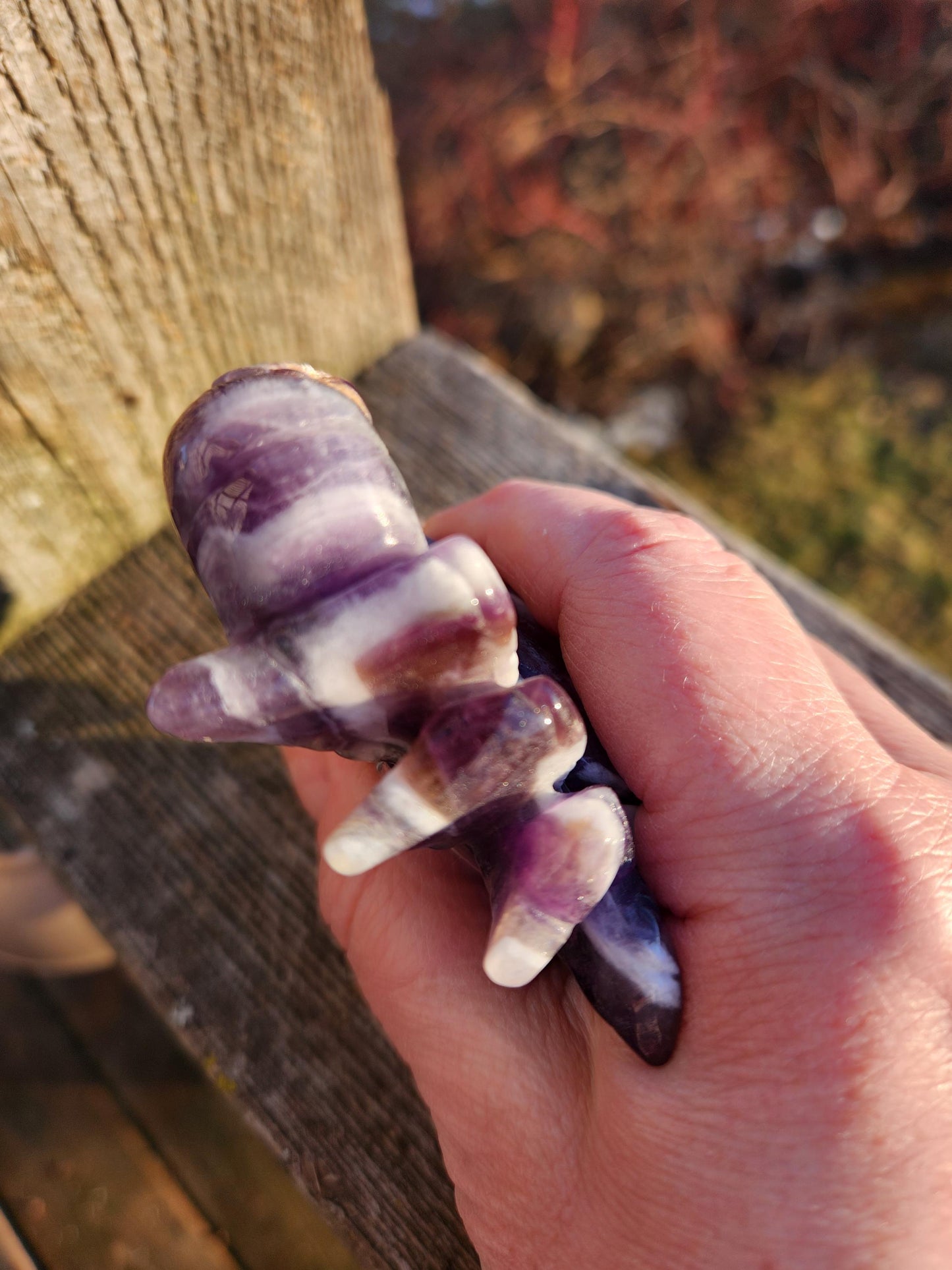 Chevron Dream Amethyst Crystal Crab, Large