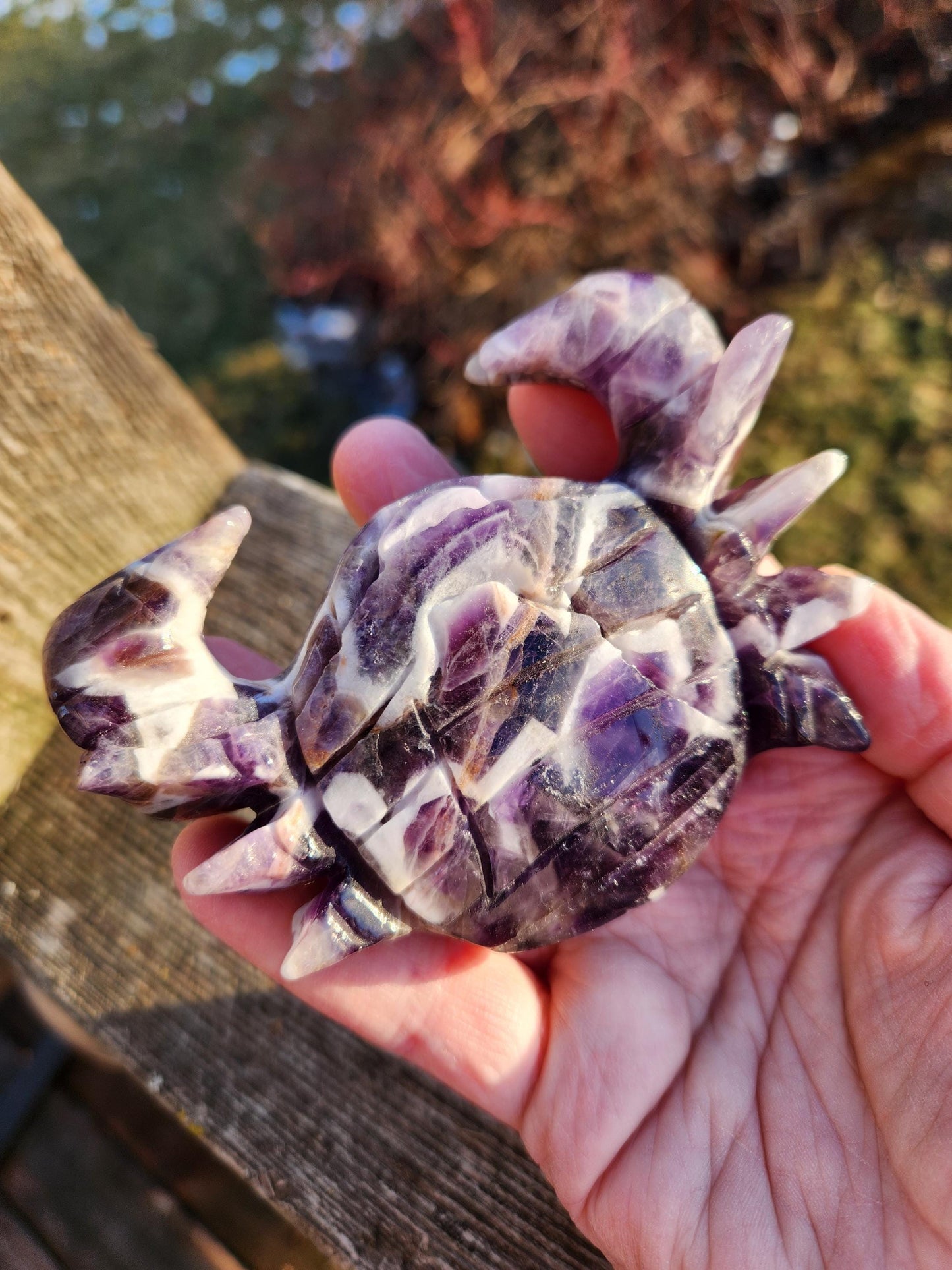 Chevron Dream Amethyst Crystal Crab, Large
