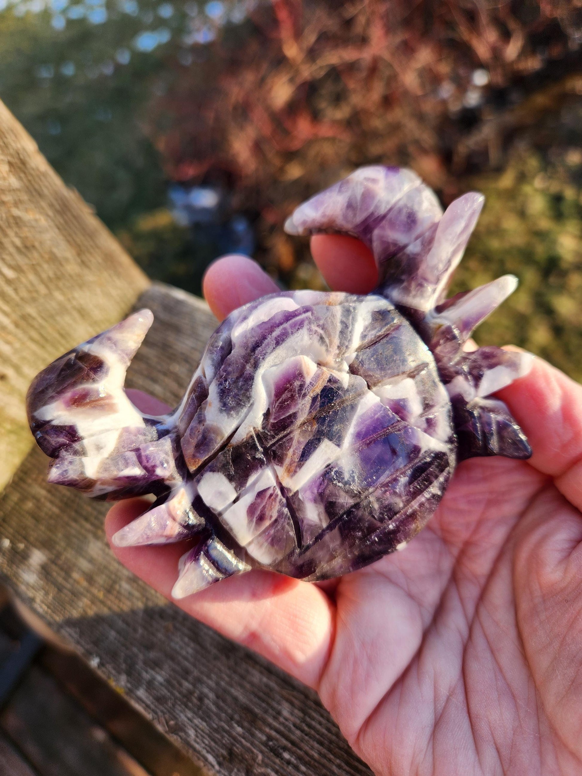 Chevron Dream Amethyst Crystal Crab, Large