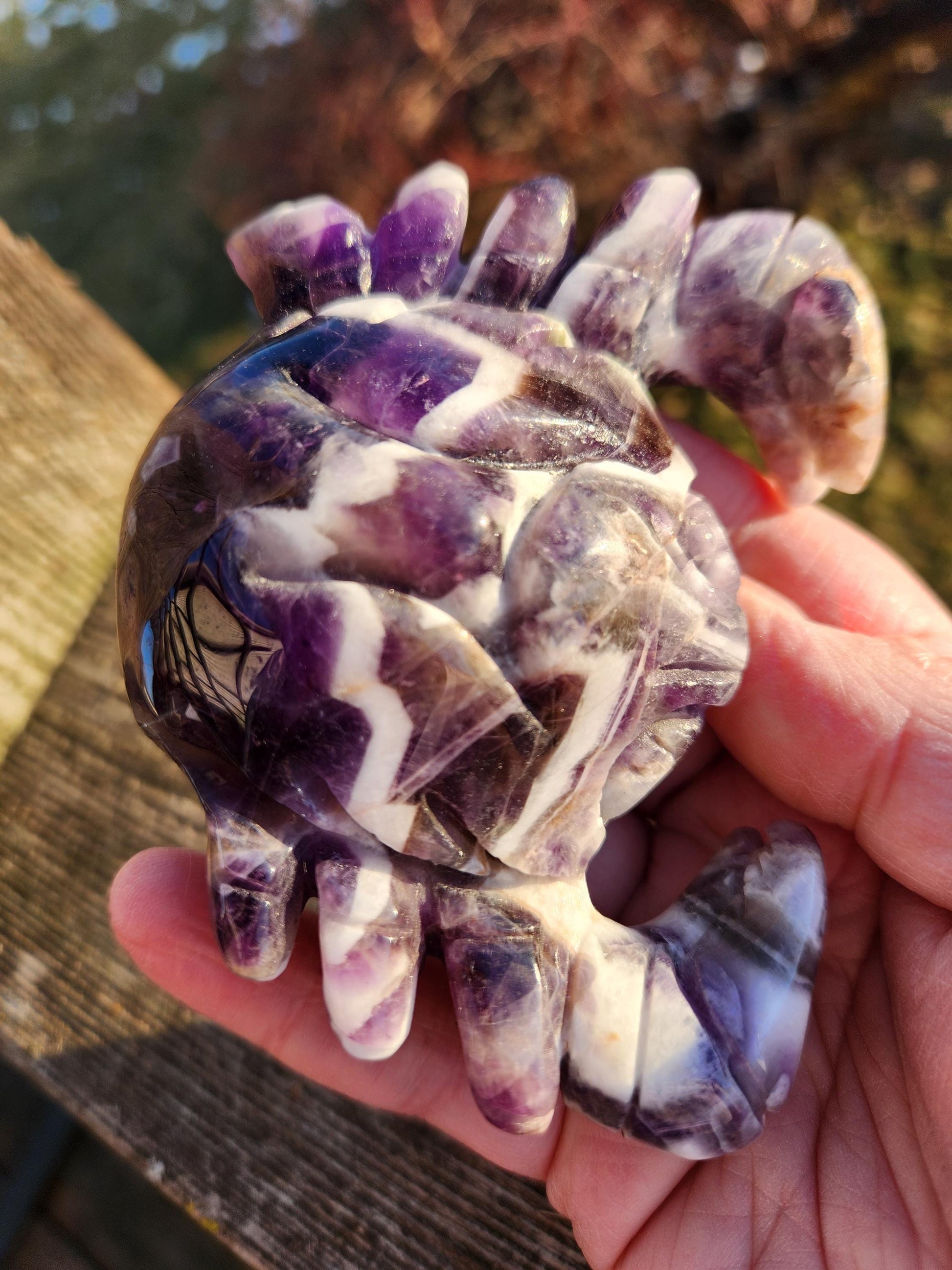 Chevron Dream Amethyst Crystal Crab, Large
