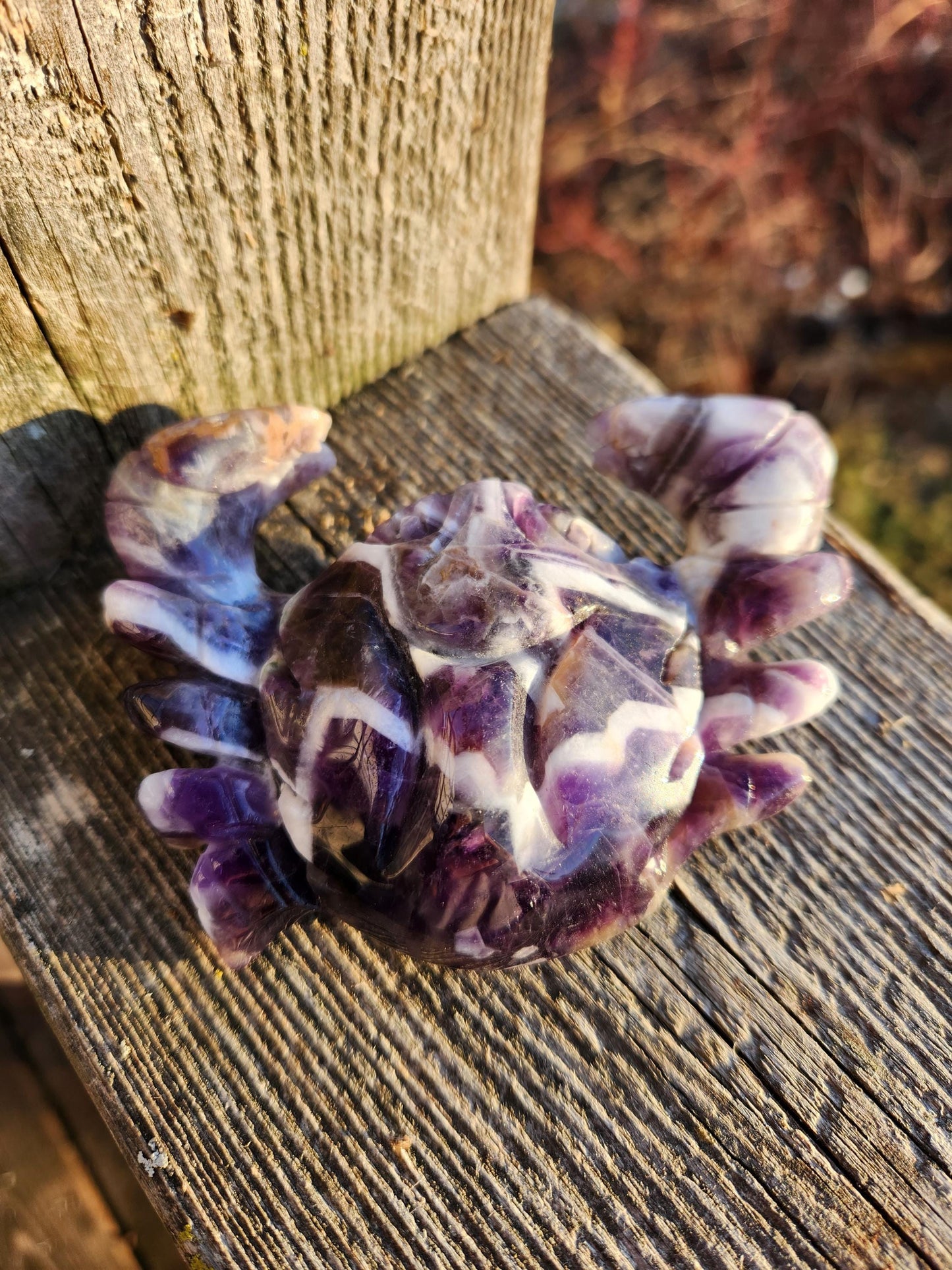 Chevron Dream Amethyst Crystal Crab, Large