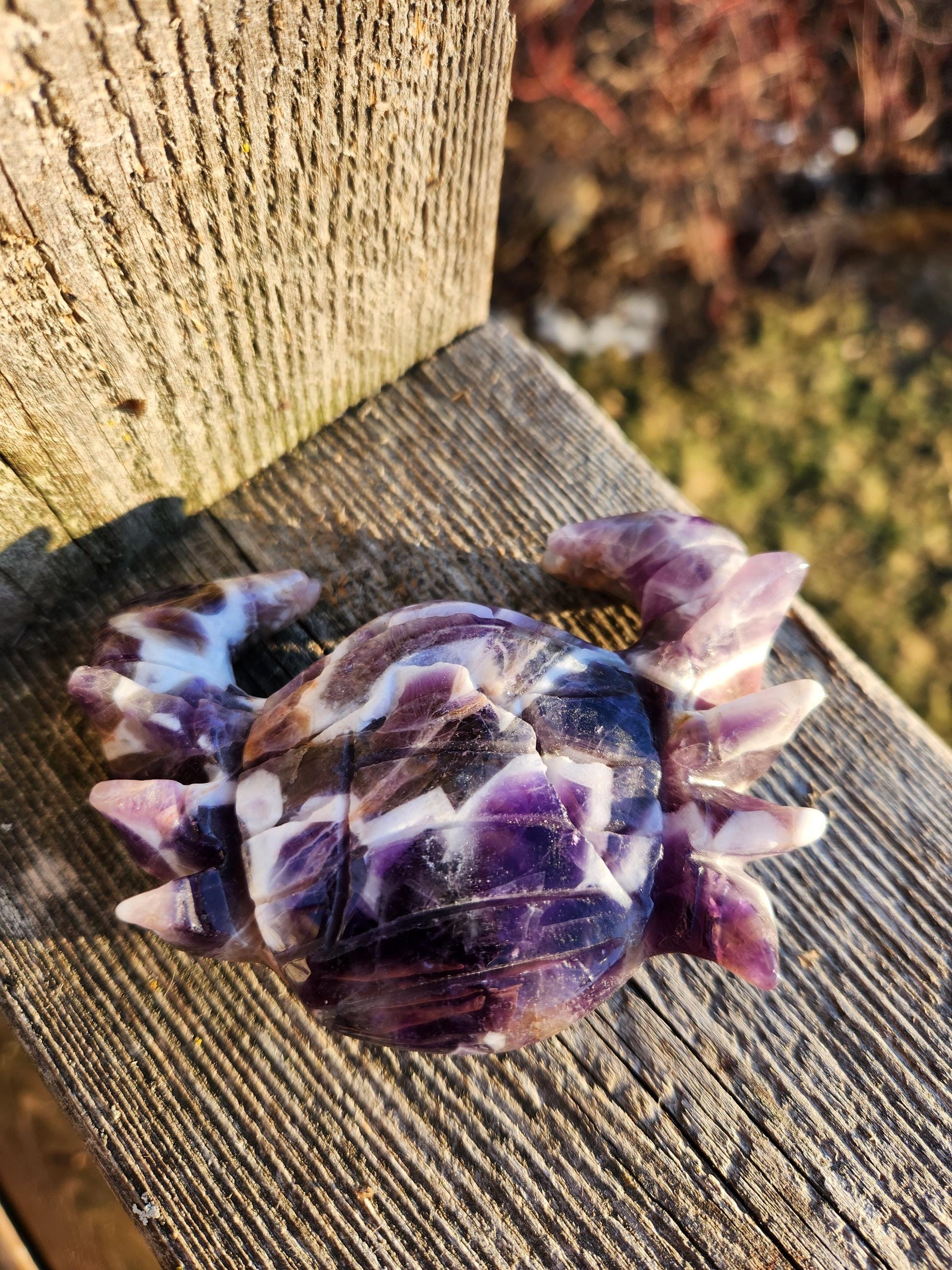 Chevron Dream Amethyst Crystal Crab, Large