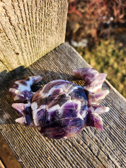 Chevron Dream Amethyst Crystal Crab, Large